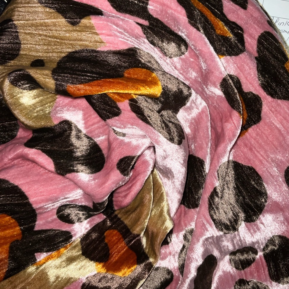 Anthropologie Eleanor Velvet Pink and Brown Animal Print Shift Dress 4 - Picture 2 of 5